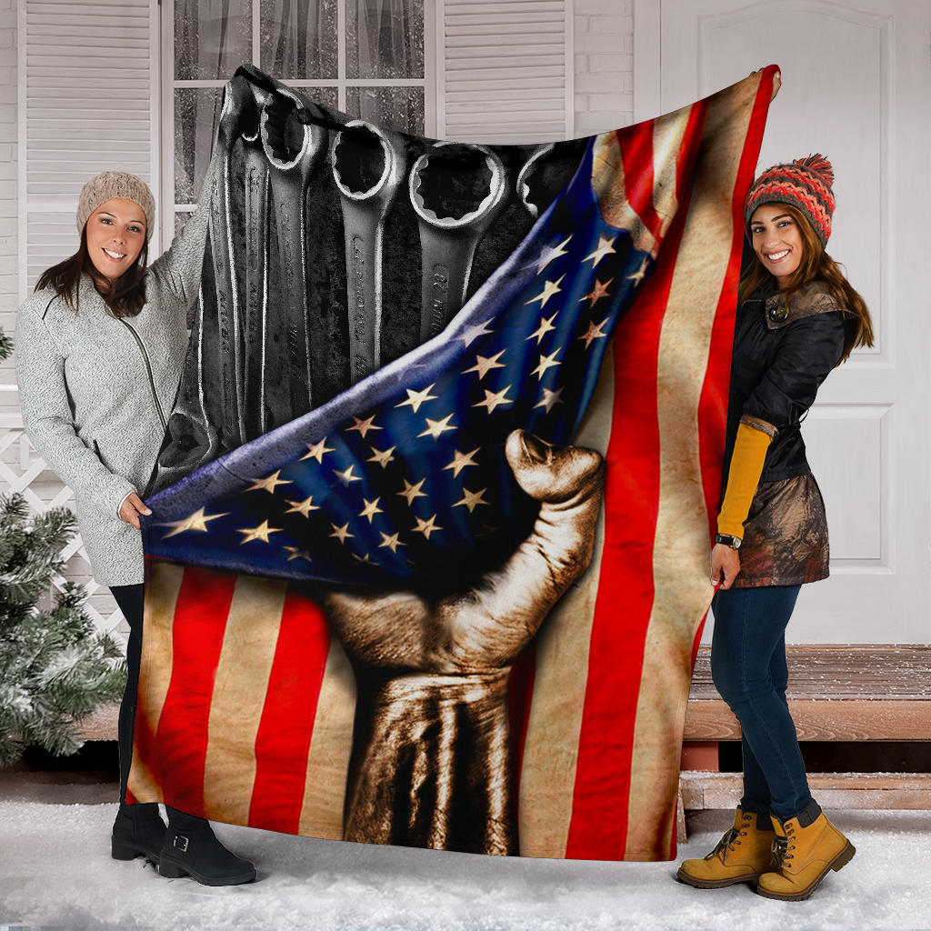 USA top and Serape Flag Sherpa Fleece Blanket