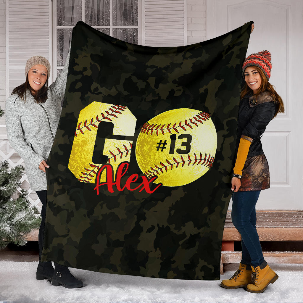 Ohaprints-Fleece-Sherpa-Blanket-Softball-Gift-For-Daughter-Girl-Custom-Personalized-Name-Number-Soft-Throw-Blanket-1199-Fleece Blanket