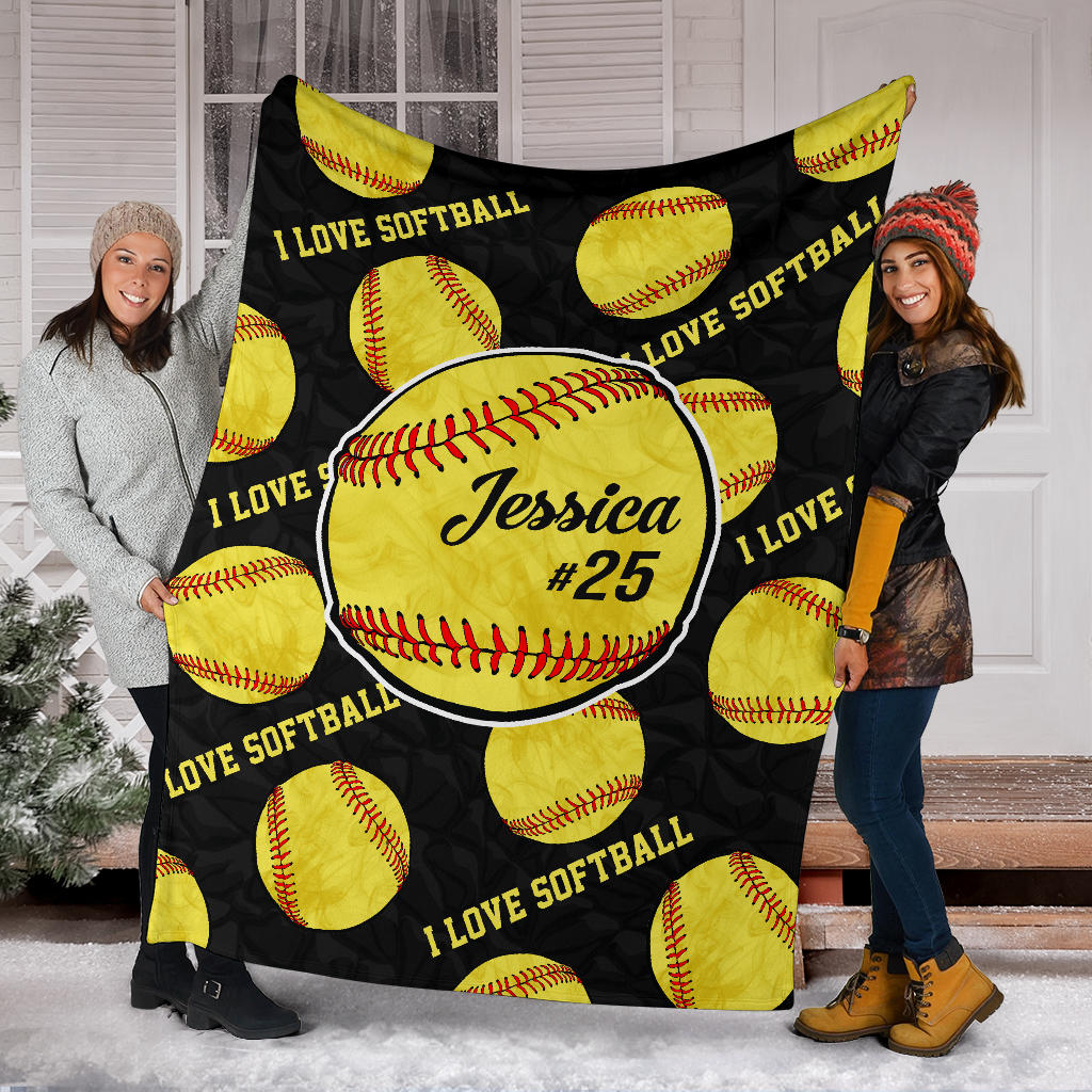 Ohaprints-Fleece-Sherpa-Blanket-Softball-Gift-For-Daughter-Girl-Custom-Personalized-Name-Number-Soft-Throw-Blanket-1822-Sherpa Blanket