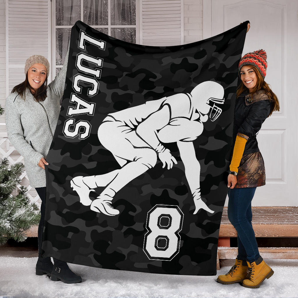 Ohaprints-Fleece-Sherpa-Blanket-American-Football-Gift-For-Son-Boy-Men-Custom-Personalized-Name-Number-Soft-Throw-Blanket-1405-Fleece Blanket