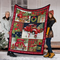 Ohaprints-Fleece-Sherpa-Blanket-Xmas-Red-Truck-And-Animal-Christmas-Vintage-Red-Truck-With-Tree-On-Snow-Soft-Throw-Blanket-1806-Sherpa Blanket