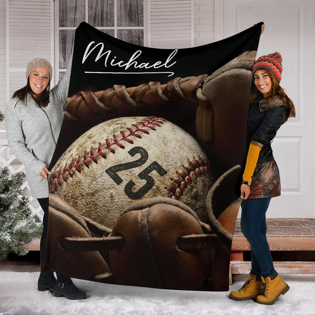 Ohaprints-Fleece-Sherpa-Blanket-Baseball-Gift-For-Son-Boy-Custom-Personalized-Name-Number-Soft-Throw-Blanket-1435-Fleece Blanket