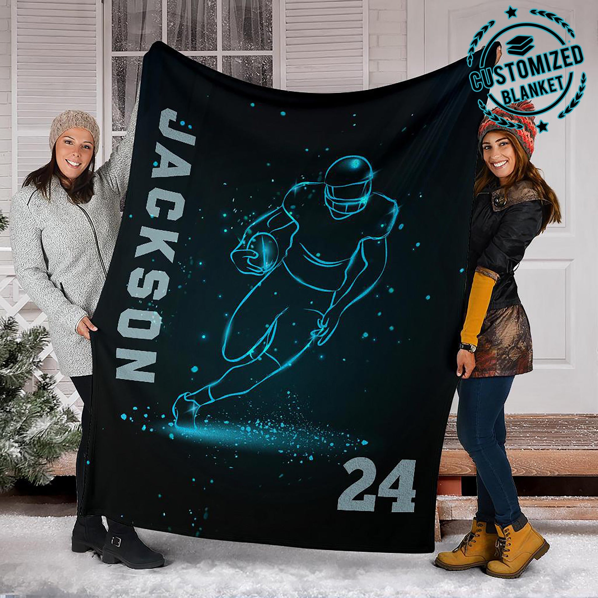 Ohaprints-Fleece-Sherpa-Blanket-American-Football-Gift-For-Son-Boy-Men-Custom-Personalized-Name-Number-Soft-Throw-Blanket-1242-Fleece Blanket