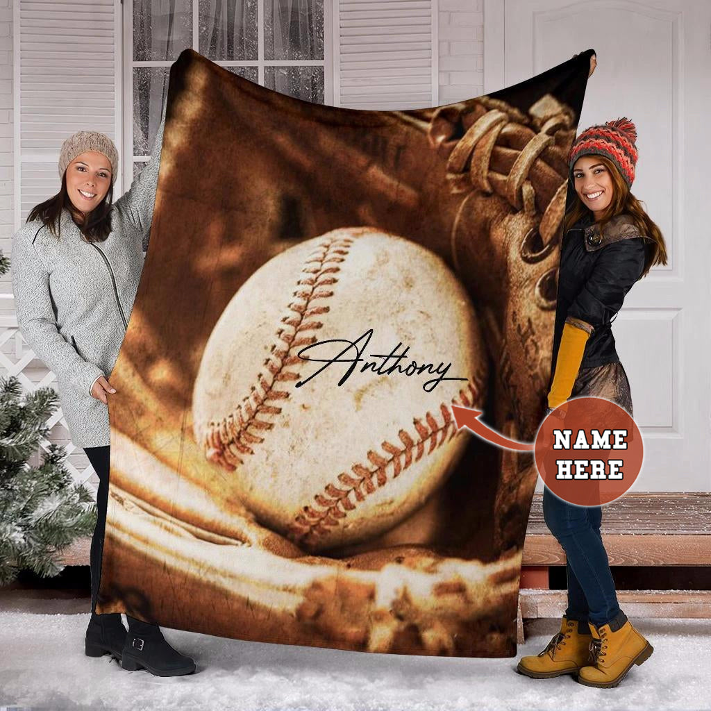 Ohaprints-Fleece-Sherpa-Blanket-Baseball-Gift-For-Son-Boy-Custom-Personalized-Name-Soft-Throw-Blanket-1451-Fleece Blanket