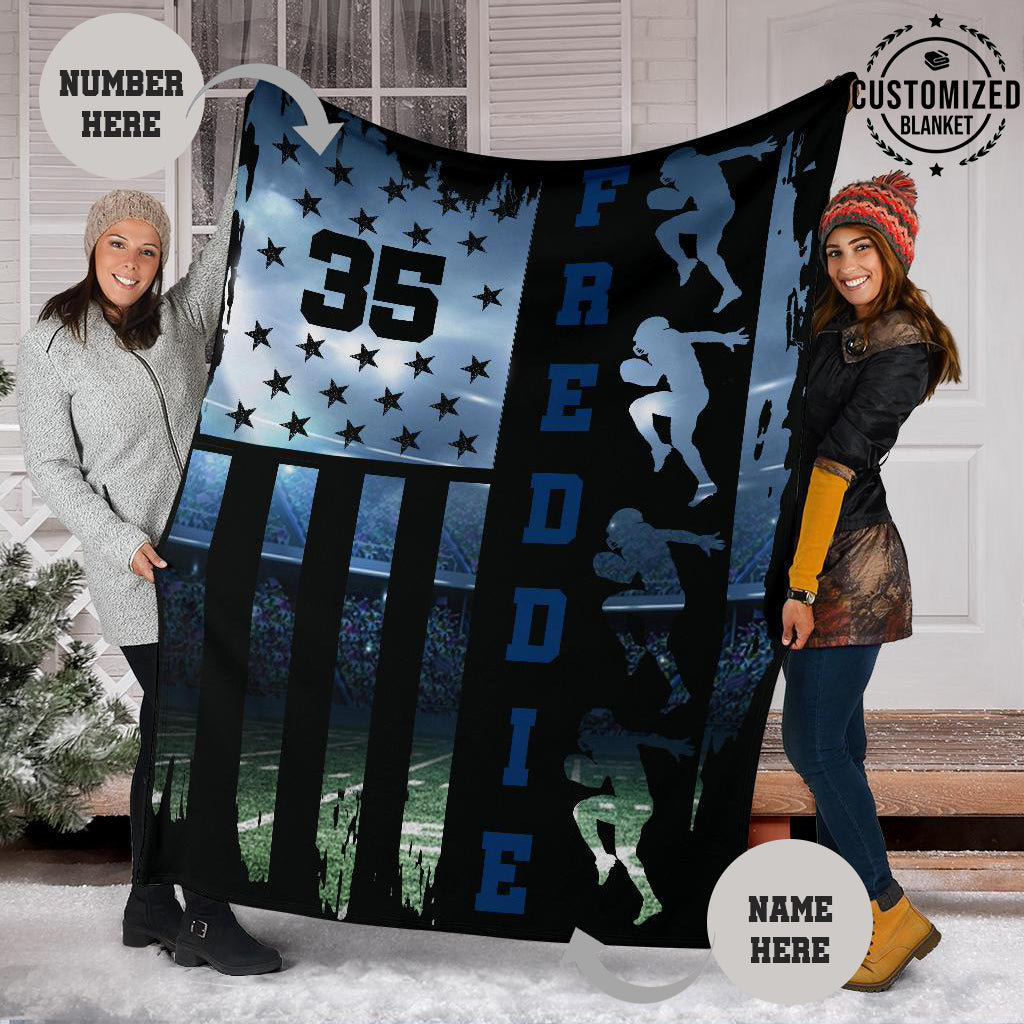 Ohaprints-Fleece-Sherpa-Blanket-American-Football-Gift-For-Son-Boy-Men-Custom-Personalized-Name-Number-Soft-Throw-Blanket-1296-Fleece Blanket