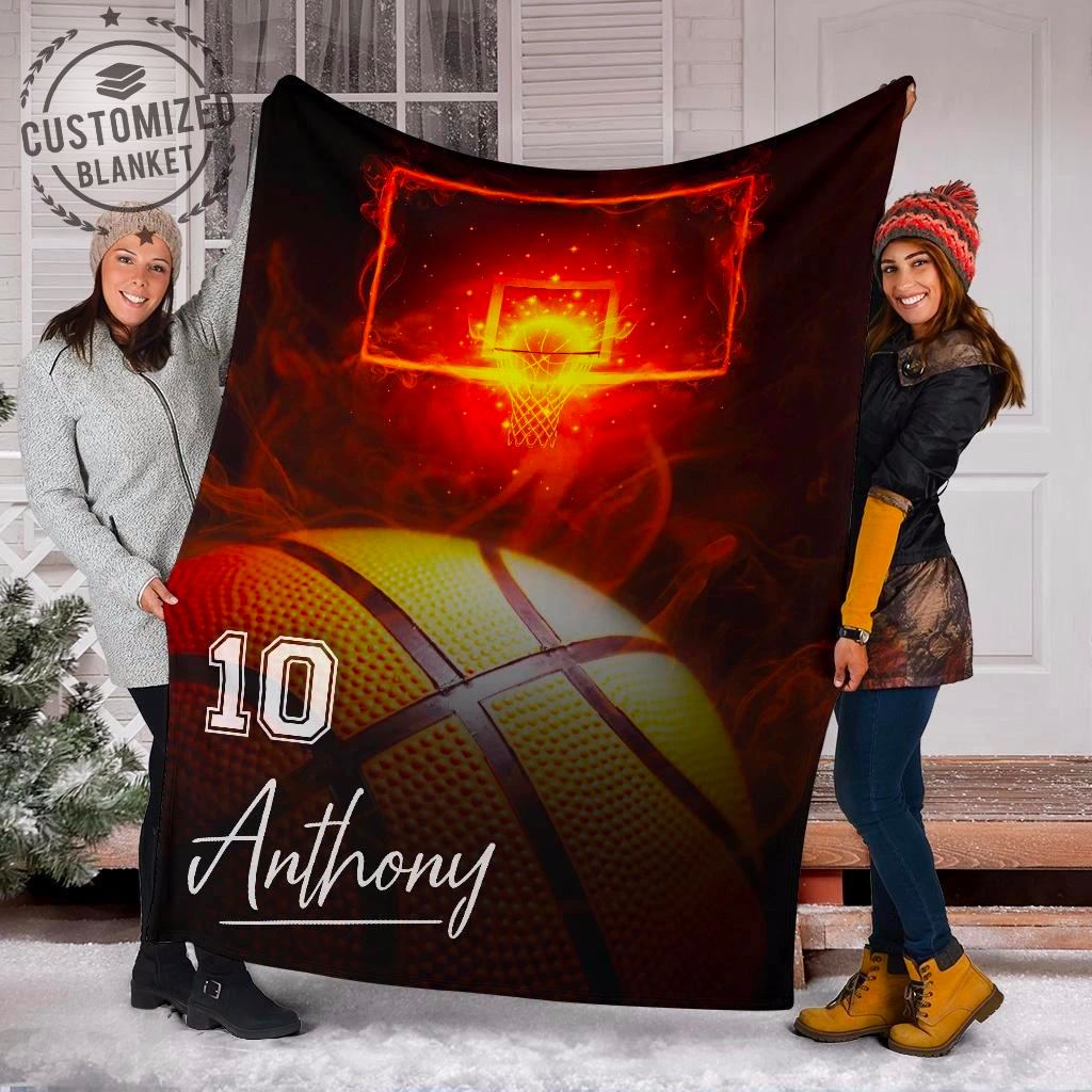 Ohaprints-Fleece-Sherpa-Blanket-Basketball-Gift-For-Son-Boy-Men-Custom-Personalized-Name-Number-Soft-Throw-Blanket-1583-Fleece Blanket