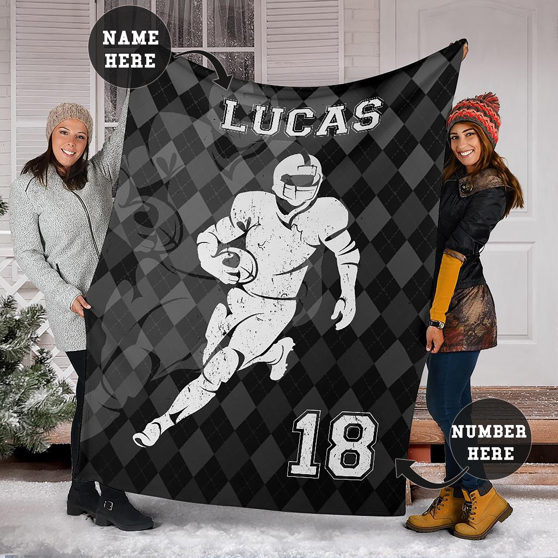 Ohaprints-Fleece-Sherpa-Blanket-American-Football-Gift-For-Son-Boy-Men-Custom-Personalized-Name-Number-Soft-Throw-Blanket-1388-Fleece Blanket