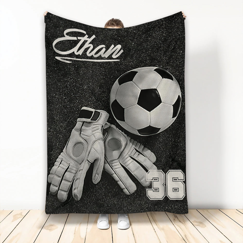 Ohaprints-Fleece-Sherpa-Blanket-Soccer-Goalkeeper-Gloves-Custom-Personalized-Name-Number-Soft-Throw-Blanket-1893-Fleece Blanket