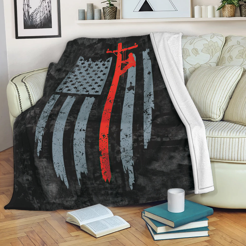 Ohaprints-Fleece-Sherpa-Blanket-American-Lineman-Lineman-Soft-Throw-Blanket-1831-Fleece Blanket