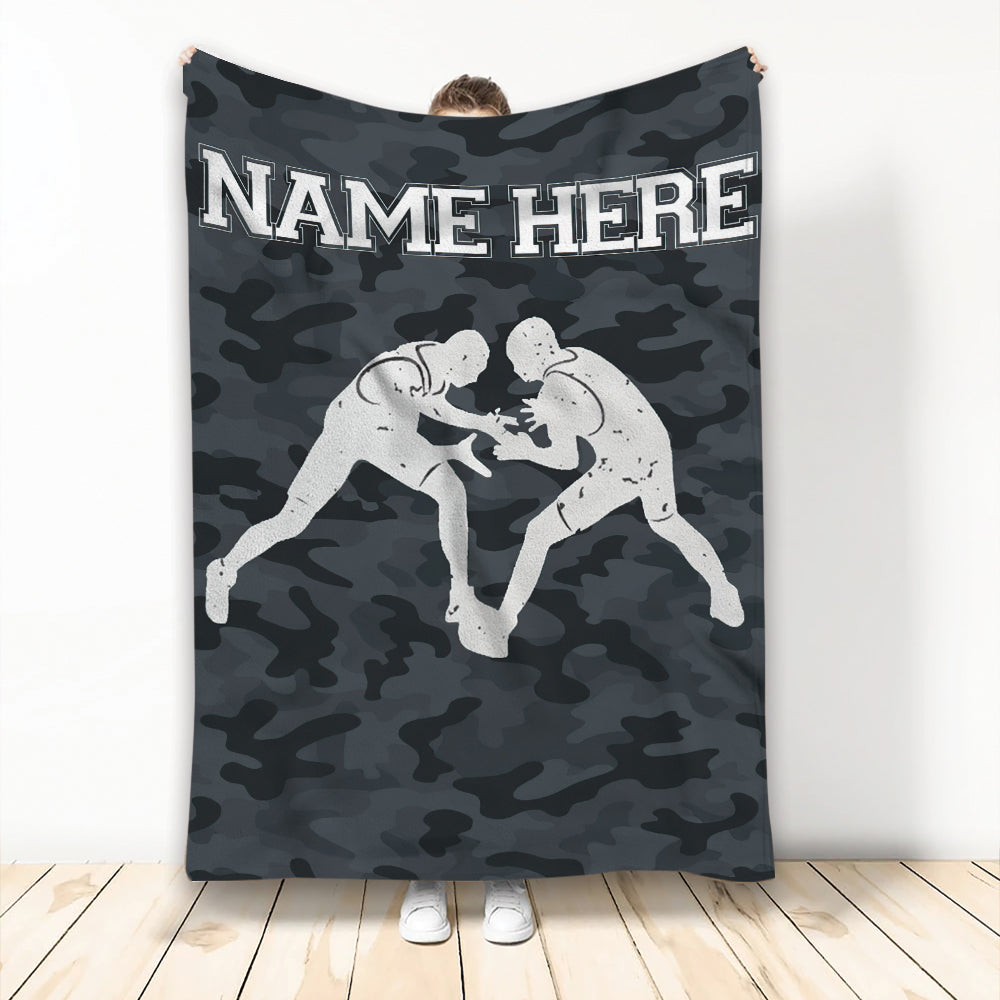 Ohaprints-Fleece-Sherpa-Blanket-Black-Camo-Pattern-Wrestling-Lover-Wrestler-Gifts-Custom-Personalized-Name-Soft-Throw-Blanket-1815-Fleece Blanket