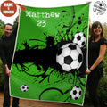 Ohaprints-Fleece-Sherpa-Blanket-Soccer-Green-With-Balls-Custom-Personalized-Name-Number-Soft-Throw-Blanket-1884-Fleece Blanket