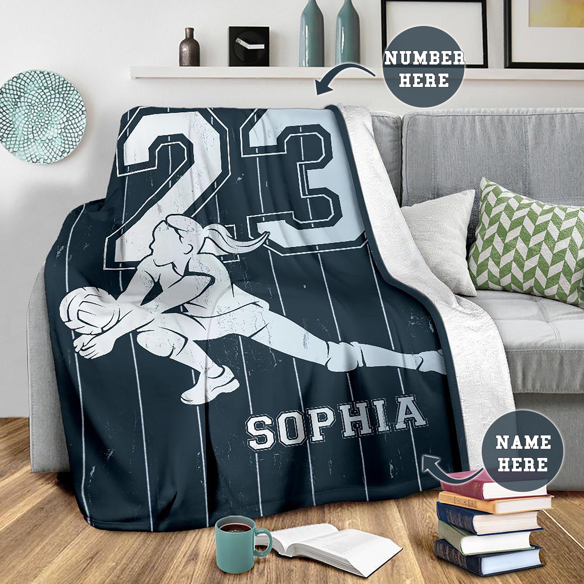 Ohaprints-Fleece-Sherpa-Blanket-Volleyball-Gift-For-Daughter-Girl-Custom-Personalized-Name-Number-Soft-Throw-Blanket-1241-Fleece Blanket