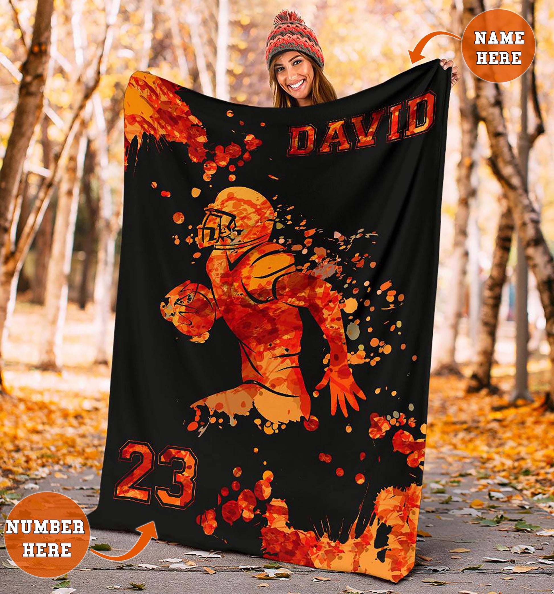 Ohaprints-Fleece-Sherpa-Blanket-American-Football-Gift-For-Son-Boy-Men-Custom-Personalized-Name-Number-Soft-Throw-Blanket-1283-Fleece Blanket